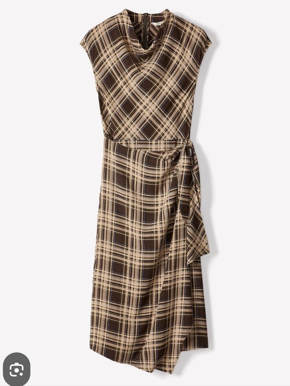 Extended Sleeve Cowl Neck Midi Dress with Wrap Detail Sz 4 - Picture 1 of 8